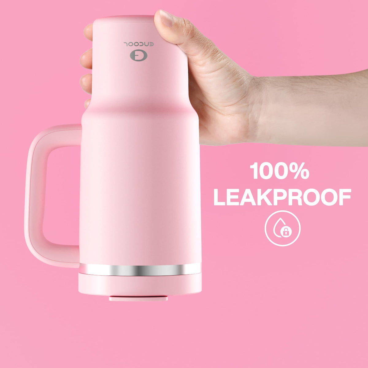 ENCOOL tumbler with ergonomic soft-grip handle is comfortable to carry.