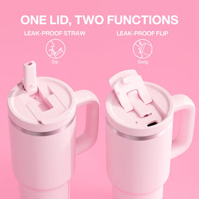 ENCOOL 32 oz tumbler with flip-top lid prevents spills during travel.