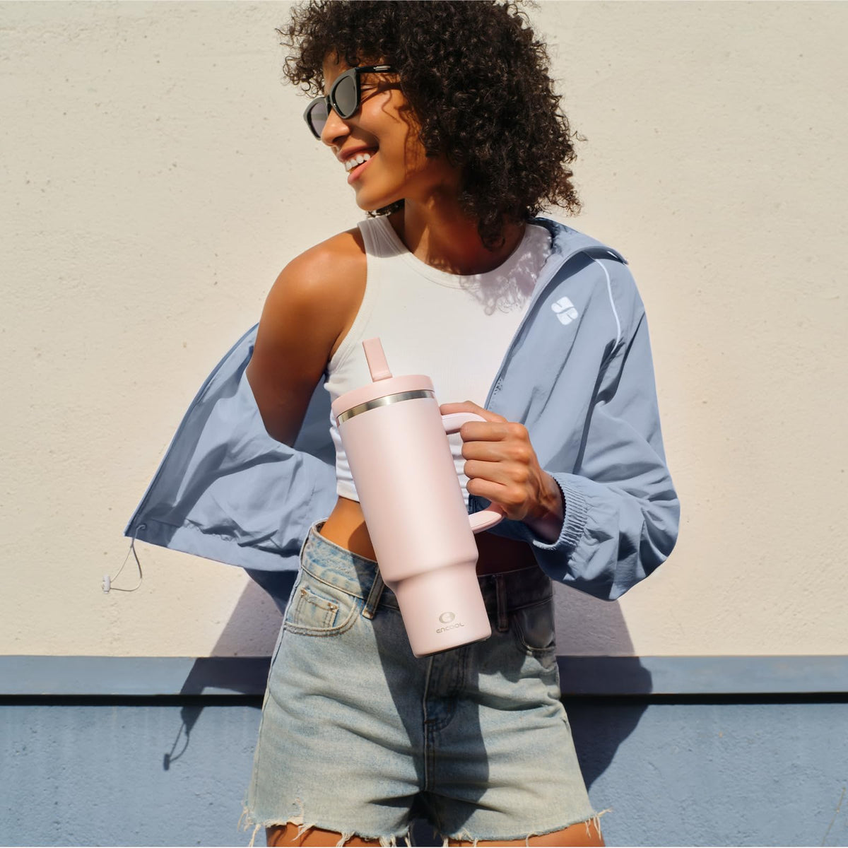 ENCOOL leakproof flip-top lid for spill-free sipping on the go