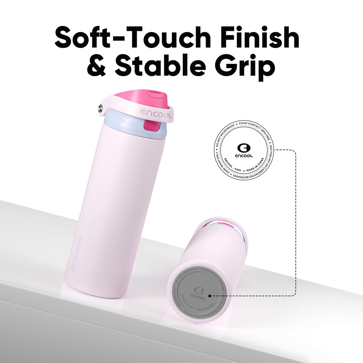 ENCOOL bottle fits most cup holders for effortless transport.