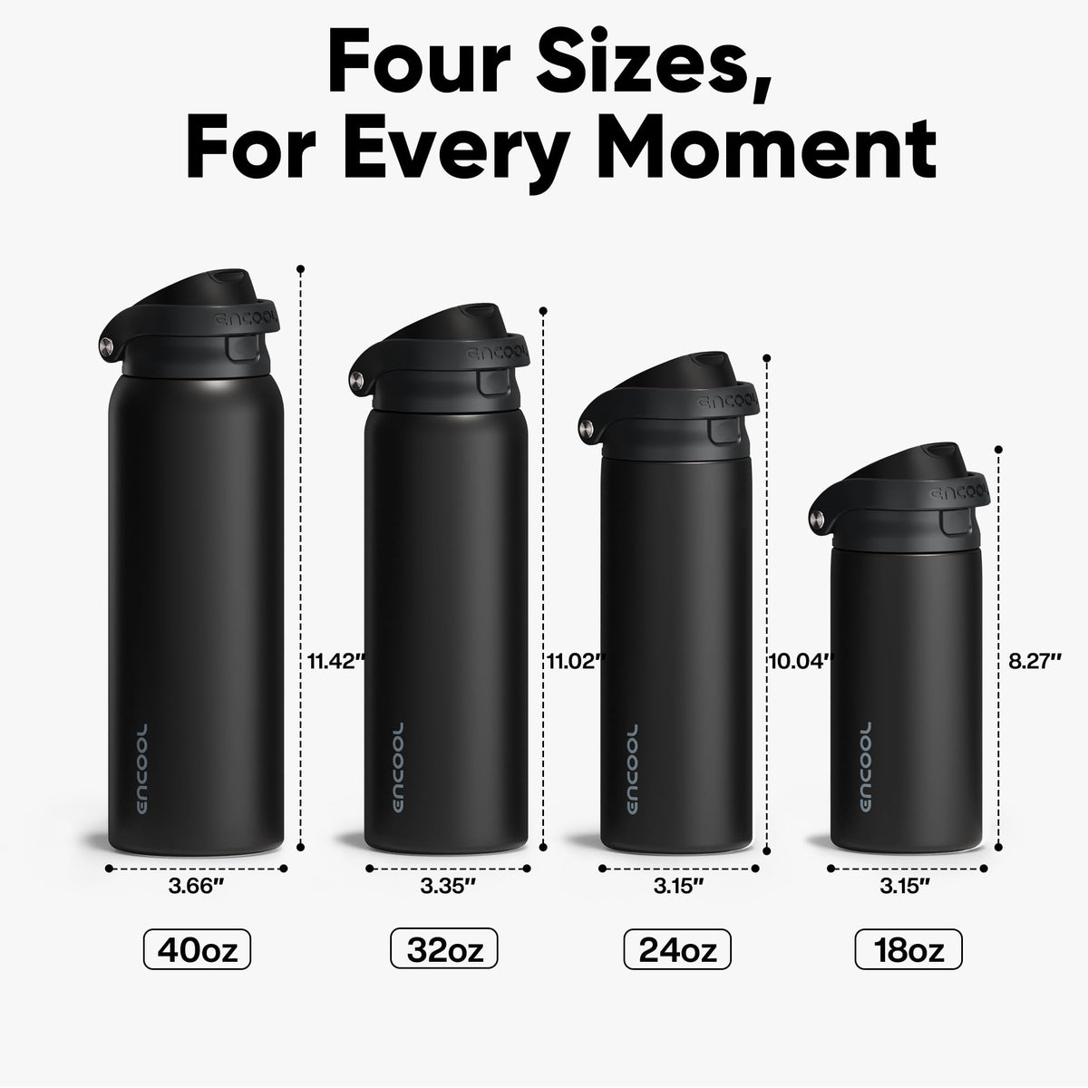 Easy-to-clean ENCOOL bottle highlighting quality stainless steel finish.