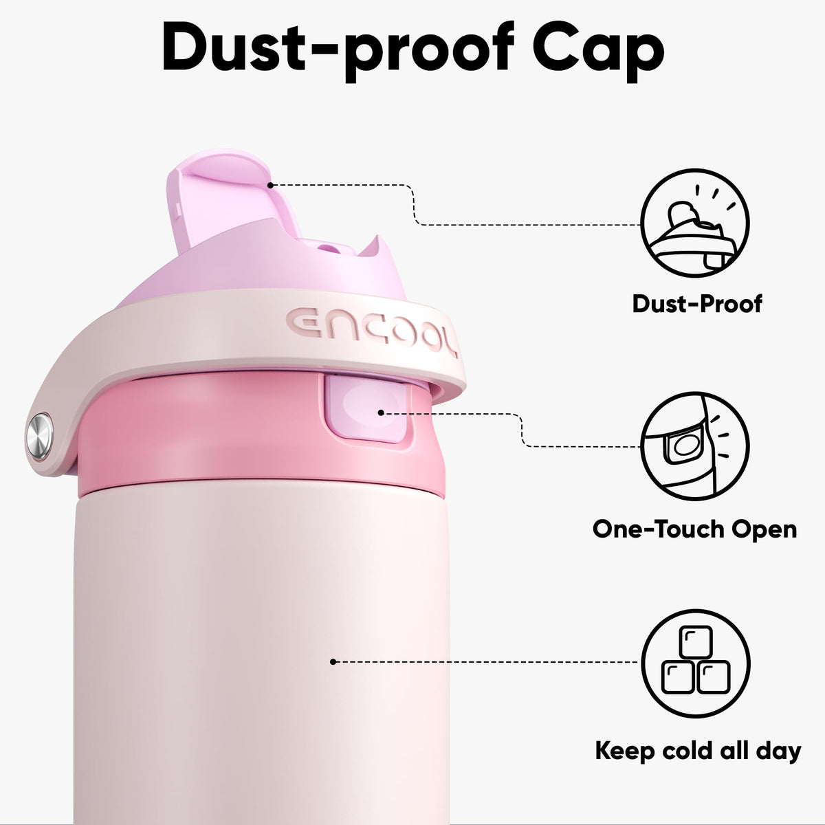 ENCOOL insulated bottle with cold beverage demonstrates double-wall cooling