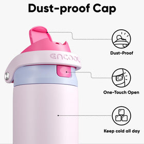 ENCOOL insulated stainless steel bottle keeps drinks cold during long workdays.