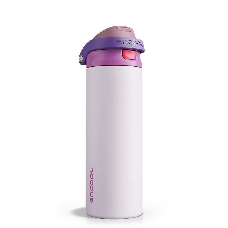 ENCOOL leakproof lid insulated bottle purple cabbage keeps beverages secure during commute.