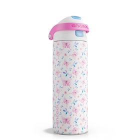 ENCOOL 24oz leakproof bottle with straw and blossom butterfly design for all-day cold drinks