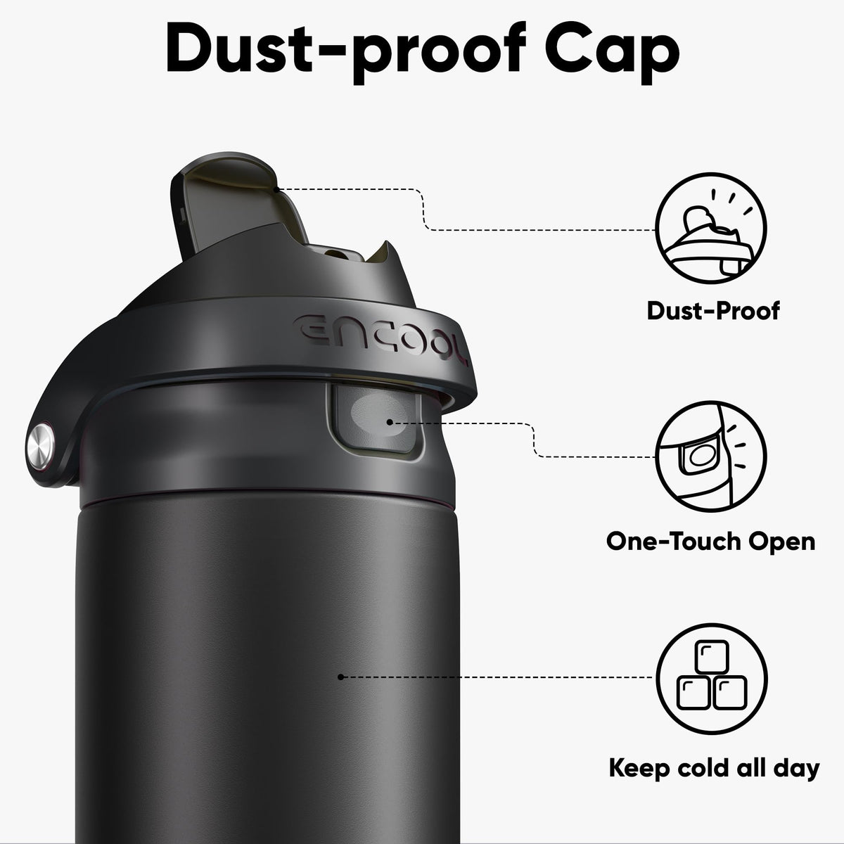 ENCOOL bottle with straw and dual-sip design for easy sipping on the go.