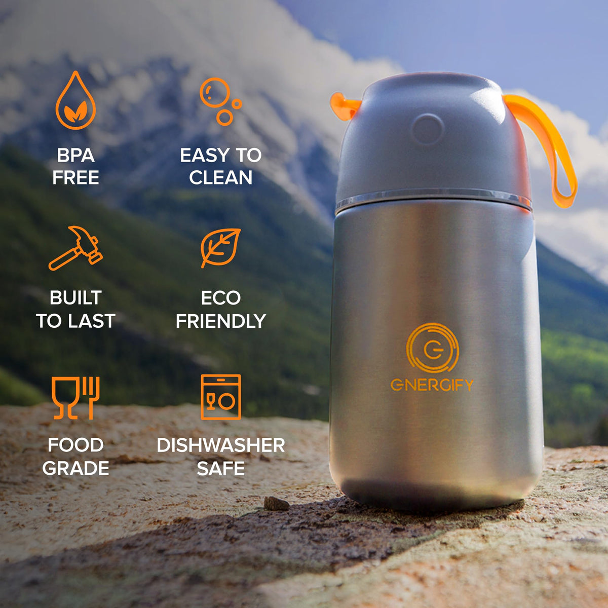 ENERGIFY leak-proof gasket ensures liquids stay contained.