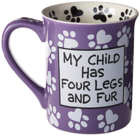 Enesco Dog Mom mug back view with message; perfect gift in decorative box