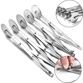 ENINFUT 5-Wheel pizza slicer in action delivering uniform slices.