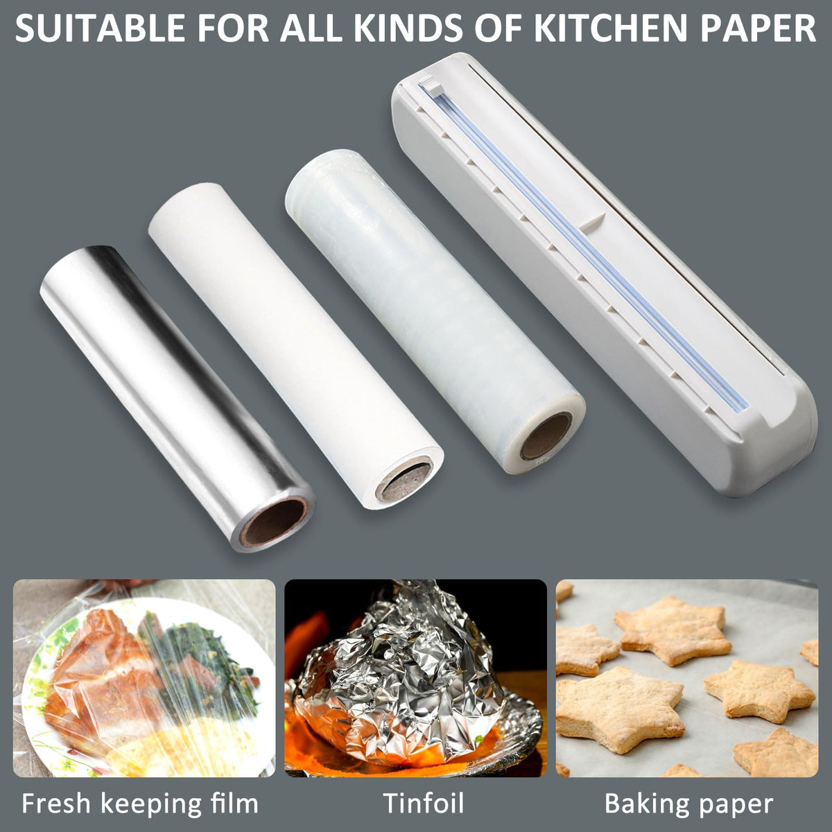 Enjoycoo wrap dispenser made of ABS material—durable, non-toxic, reusable, and odor-free.