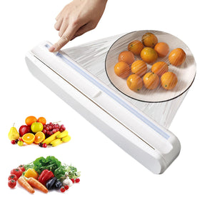 Enjoycoo wrap dispenser tabletop setup keeps cling film neat and ready for quick meals.