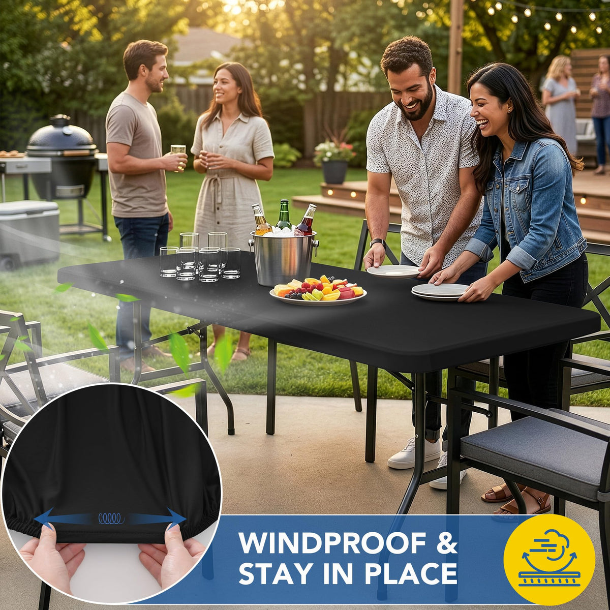 Enjoyidea easy-install removal four-way stretch for quick setup at gatherings.