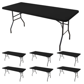 Enjoyidea fitted tablecloth for 6 ft tables offers a snug, wrinkle-free fit.