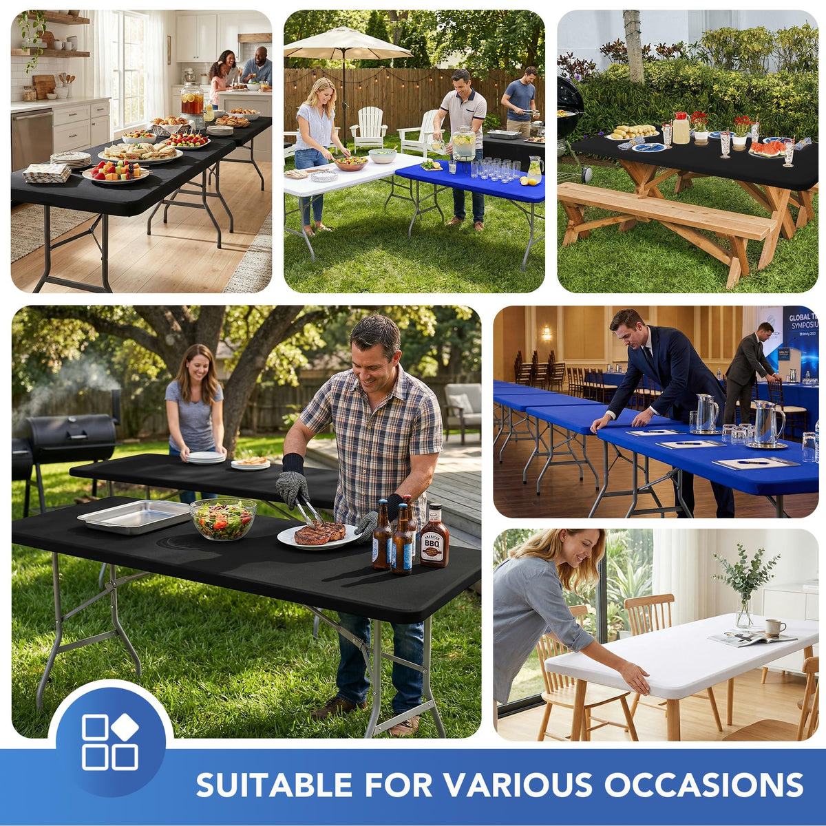Enjoyidea outdoor-ready tablecloth ideal for patios, picnics, and parties.