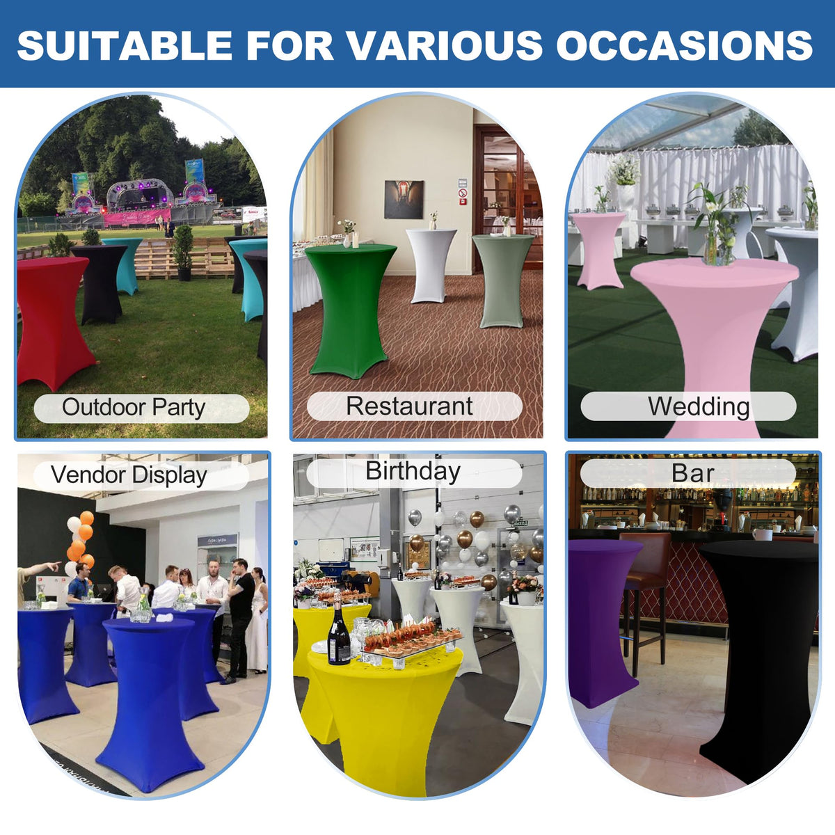 Enjoyidea versatile table cover suitable for outdoor and indoor venues.