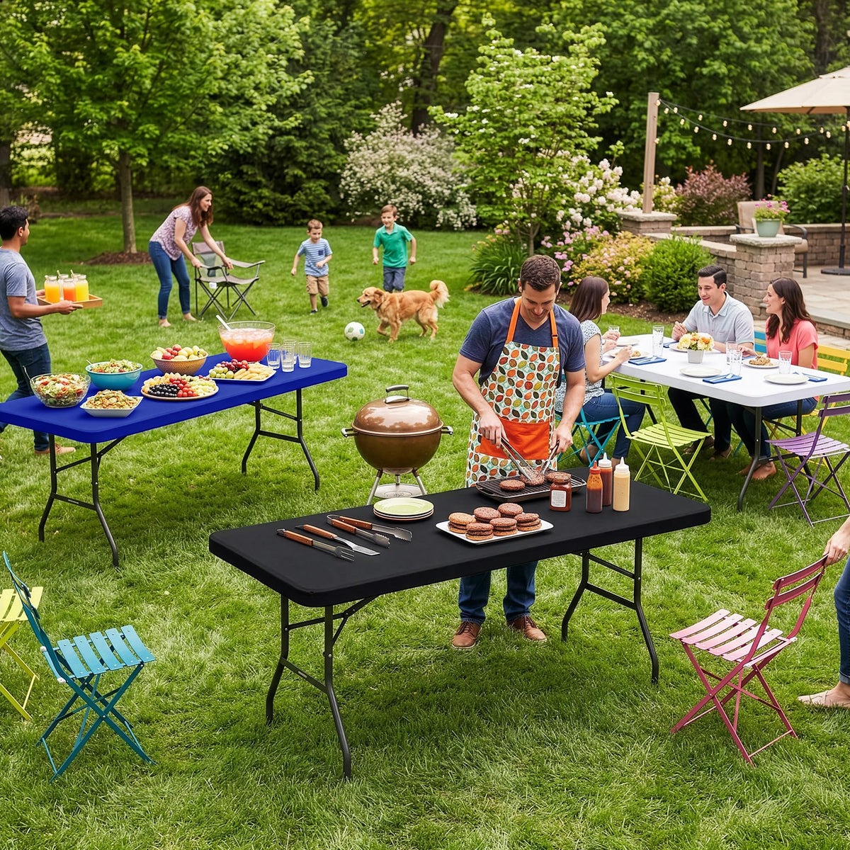 Enjoyidea secure-fit elastic edge table cover reduces shifting during meals.