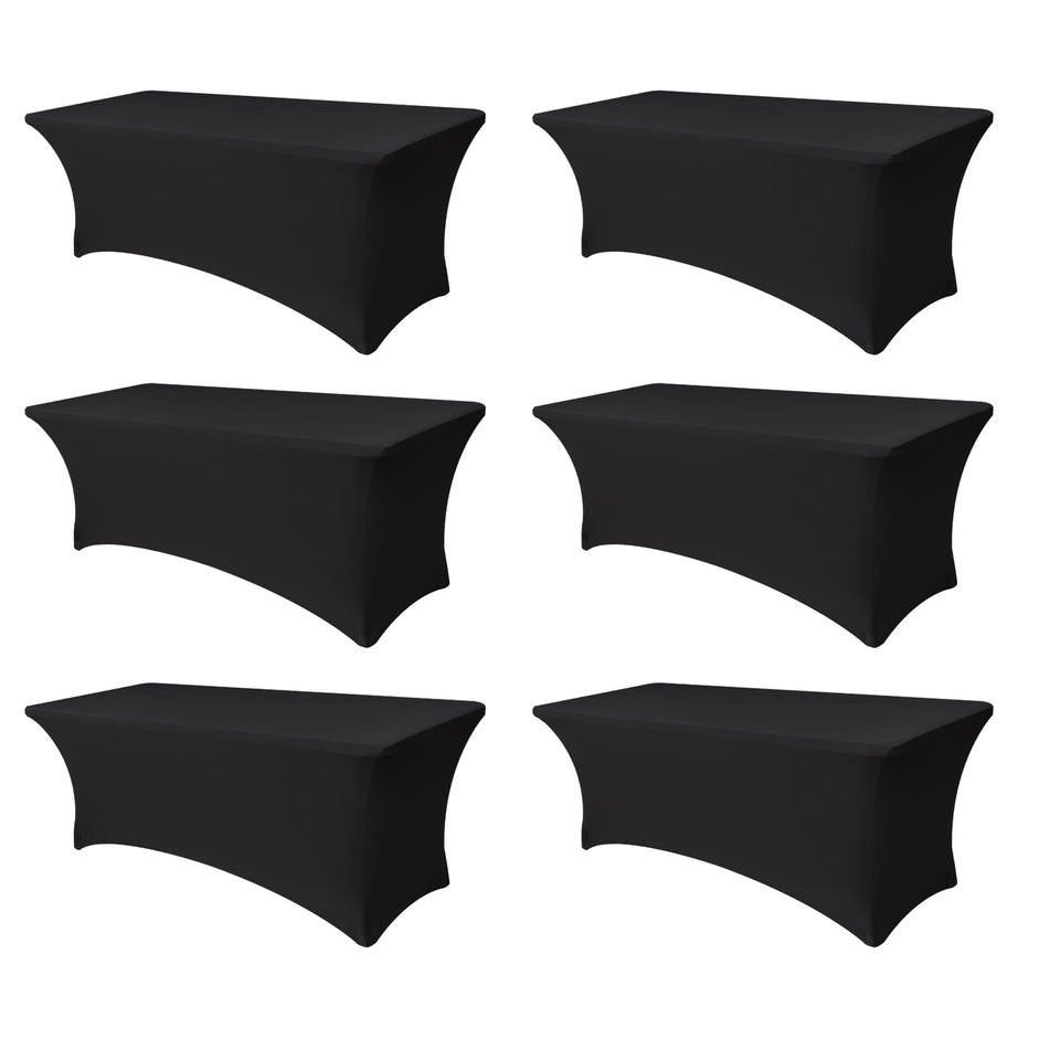 Enjoyidea spandex table cloth on an 8ft table delivers a snug, wrinkle-free fit.