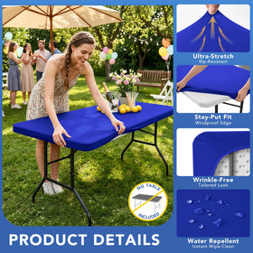 Enjoyidea Spandex table cover with elastic edge grips securely for wrinkle-free fit.