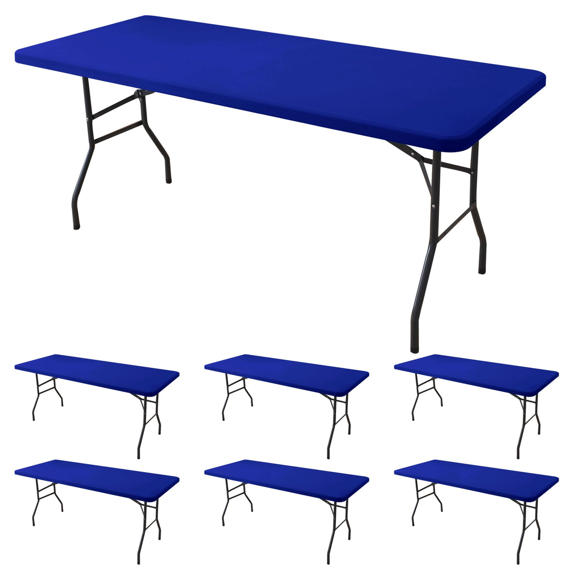 Enjoyidea Spandex table cover on a 6 ft folding table protects surfaces during casual gatherings.