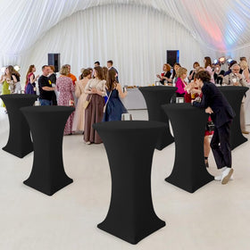 Enjoyidea spandex table cover provides easy placement and taut professional appearance.