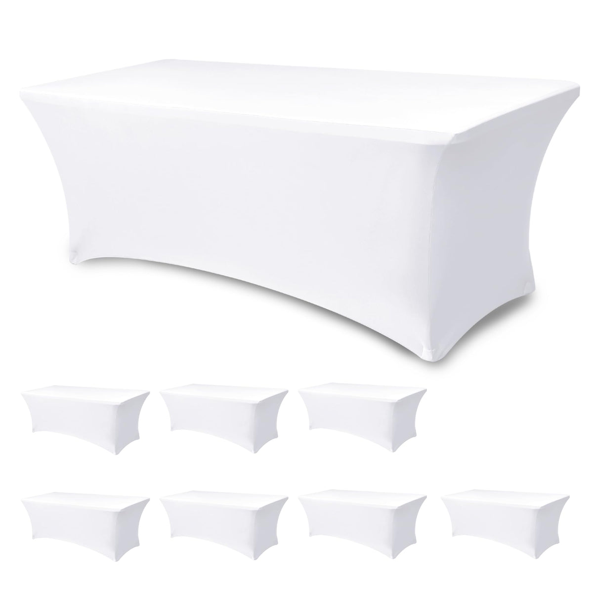 Enjoyidea table cover on a 6ft rectangle table for a clean, professional booth setup.