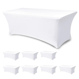 Enjoyidea table cover on a 6ft rectangle table for a clean, professional booth setup.