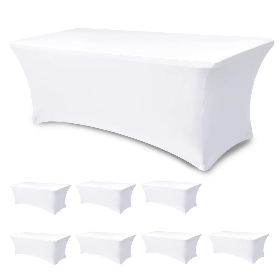 Enjoyidea table cover on a 6ft rectangle table for a clean, professional booth setup.