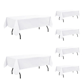 Enjoyidea vinyl tablecloth with flannel backing in white for durable, spill-resistant dining.