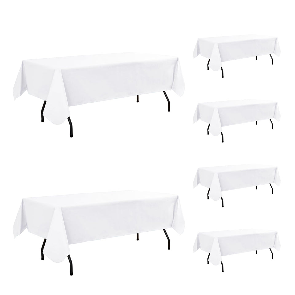Enjoyidea vinyl tablecloth with flannel backing in white for durable, spill-resistant dining.