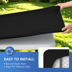 Enjoyidea wrinkle-free polyester-spandex tablecloth for durable, smooth coverage.