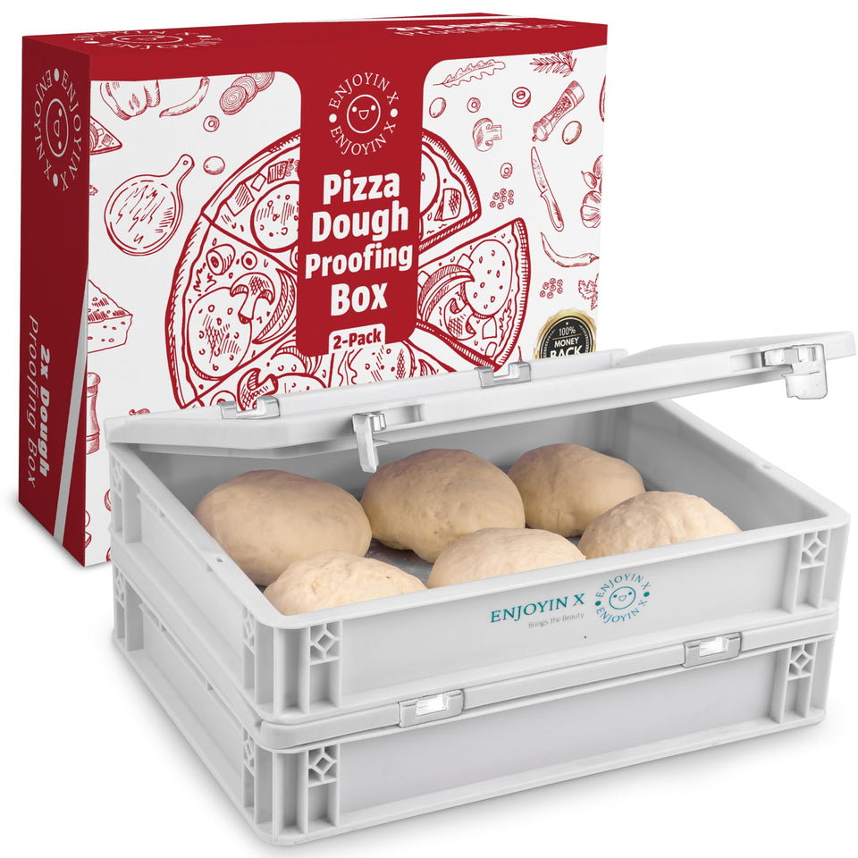 ENJOYINX 2-pack dough-proofing box with lid keeps dough fresh and rising for pizza and bread