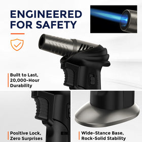 ENJOYVO butane torch with locking ignition for safe one handed use