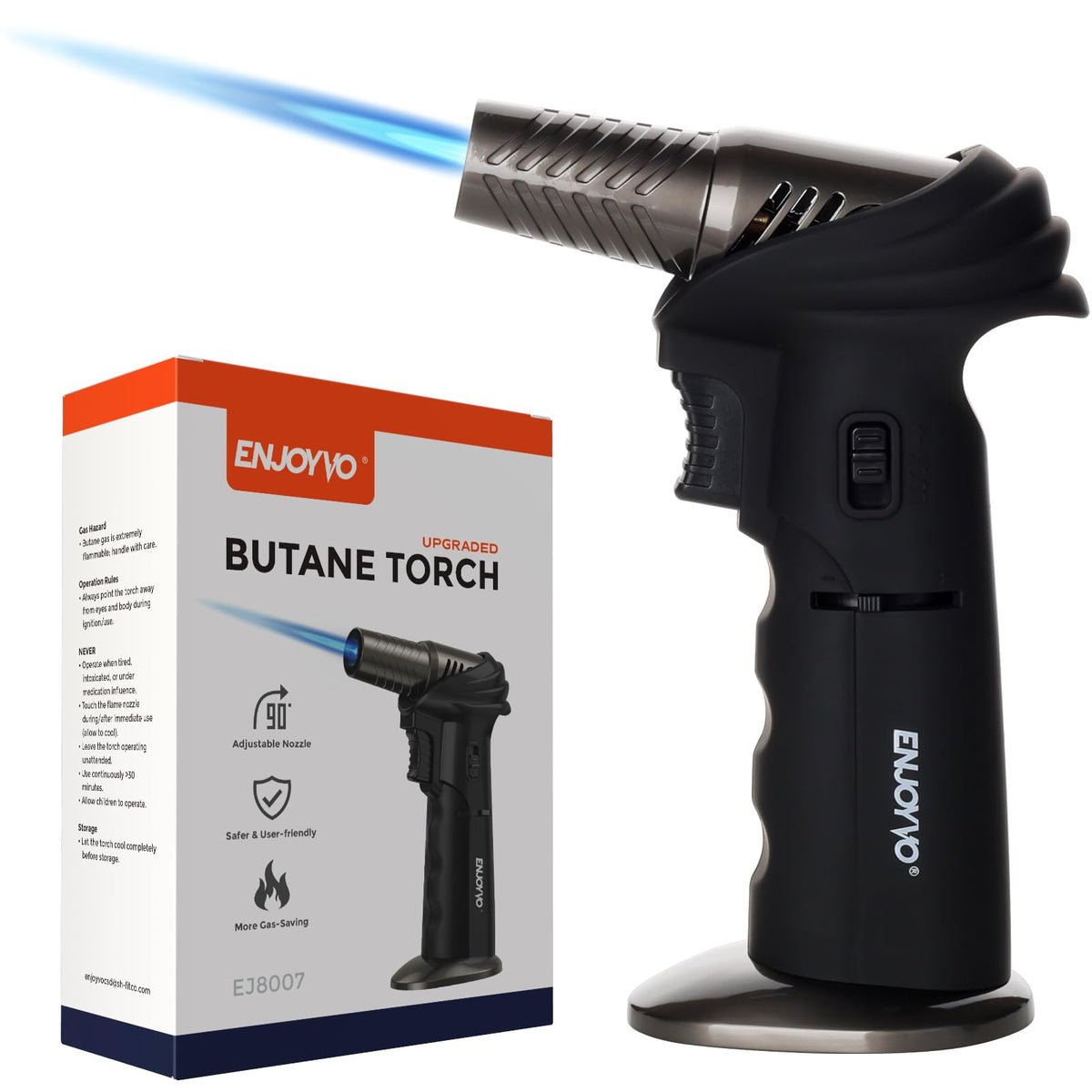 ENJOYVO butane torch tilts 0-90 degrees for precise soldering and cooking