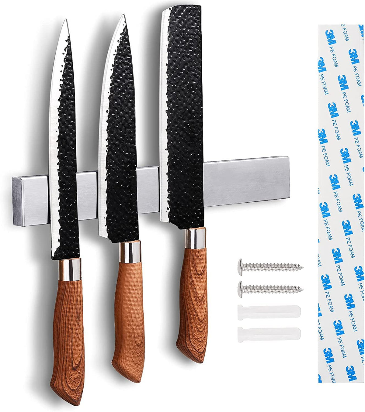 Enkrio 8-inch magnetic knife strip mounted on kitchen wall for quick access