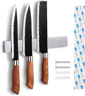 Enkrio 8-inch magnetic knife strip mounted on kitchen wall for quick access