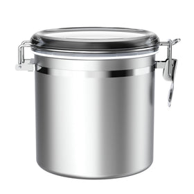 ENLOY 165oz stainless steel canister with clear lid for easy visibility.