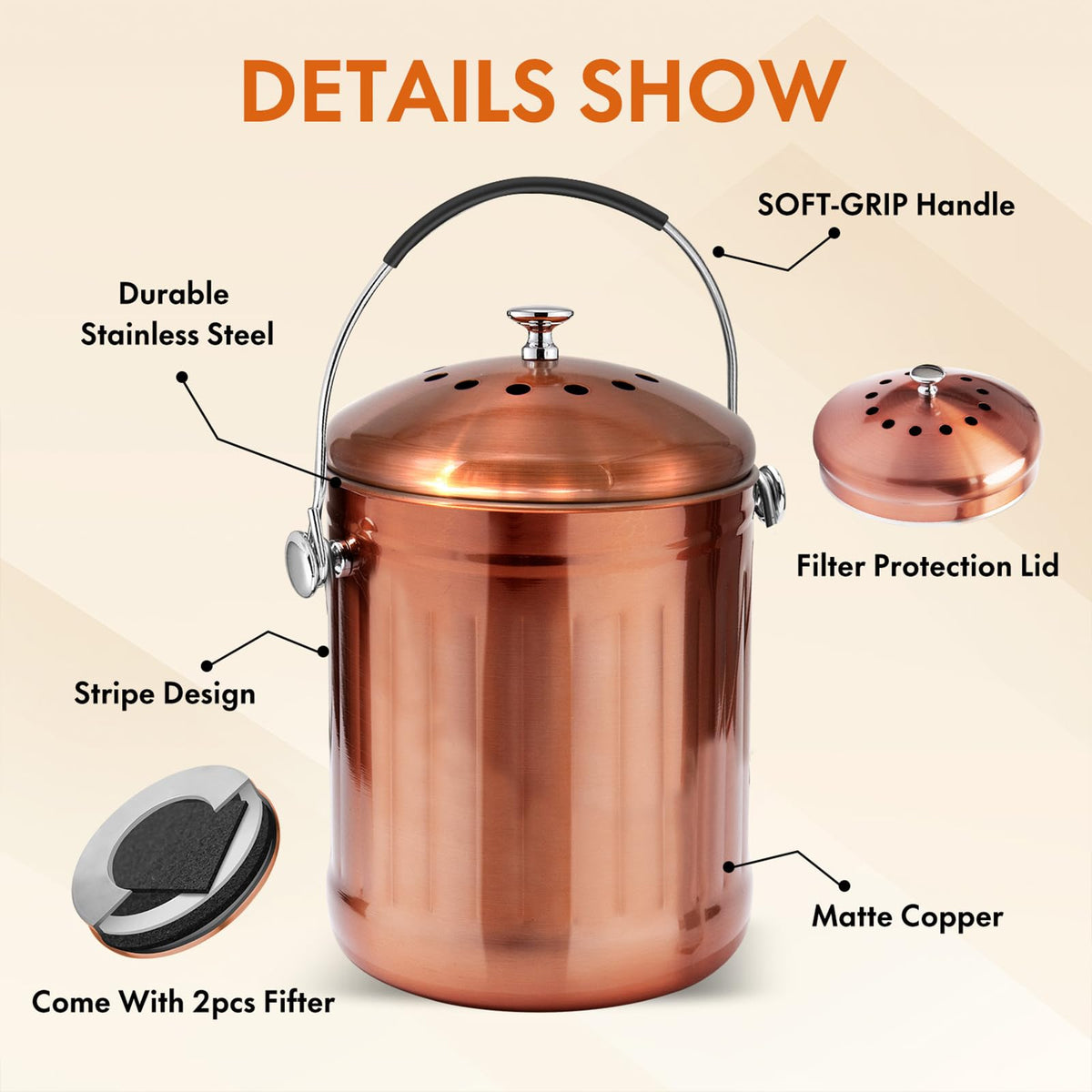 ENLOY durable 430 stainless steel construction resists rust and stays visually appealing.