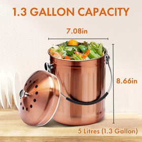 ENLOY compost bin with airtight lid reduces spills and controls odors during waste storage.
