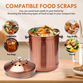 ENLOY compost bin features soft-grip handle for easy transfer to outdoor compost.