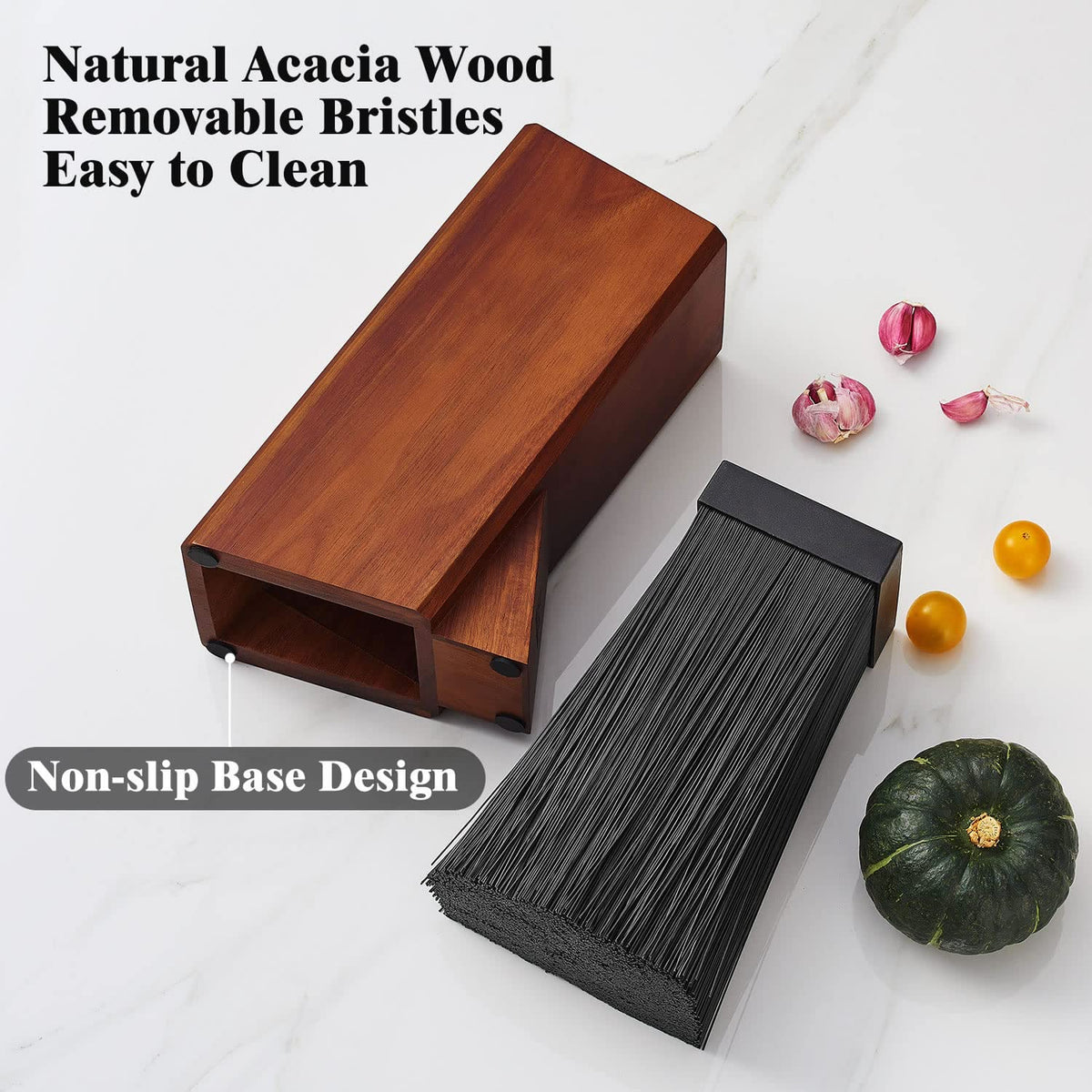 ENOKING acacia wood close-up highlights natural grain and premium finish.