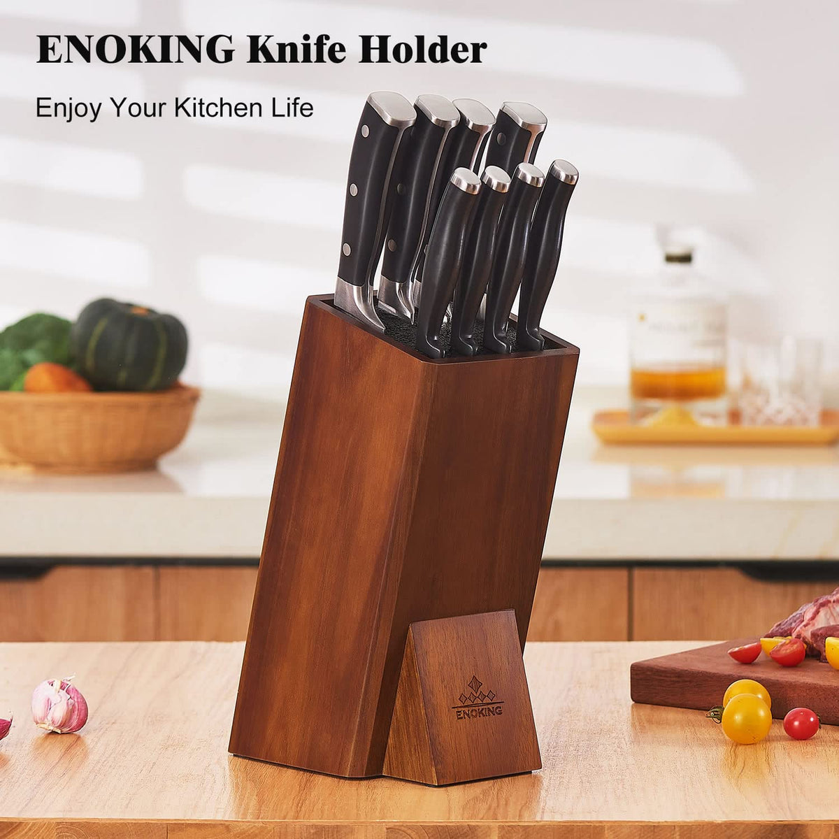 ENOKING removable bristles shown for quick cleaning after meal prep.