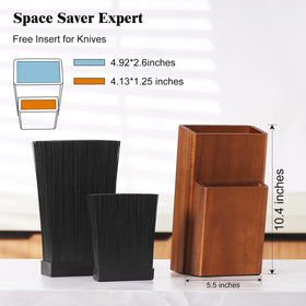 ENOKING knife block non-slip base keeps the unit steady on the kitchen counter.