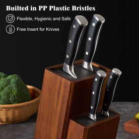 ENOKING knife block with removable bristles for easy cleaning and blade protection.