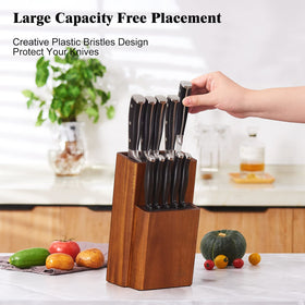 ENOKING knife block under-cabinet dimension demonstrates compact fit and blade accessibility.