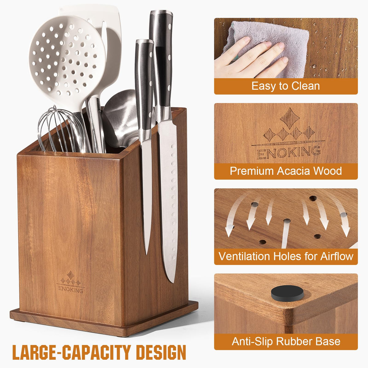 ENOKING magnetic block doubles as a utensil organizer for a tidy counter.
