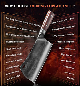 ENOKING provides clean, even cuts for meat, vegetables, and fruit prep.