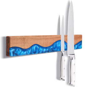ENOKING ocean blue resin magnetic strip provides secure knife storage with style.