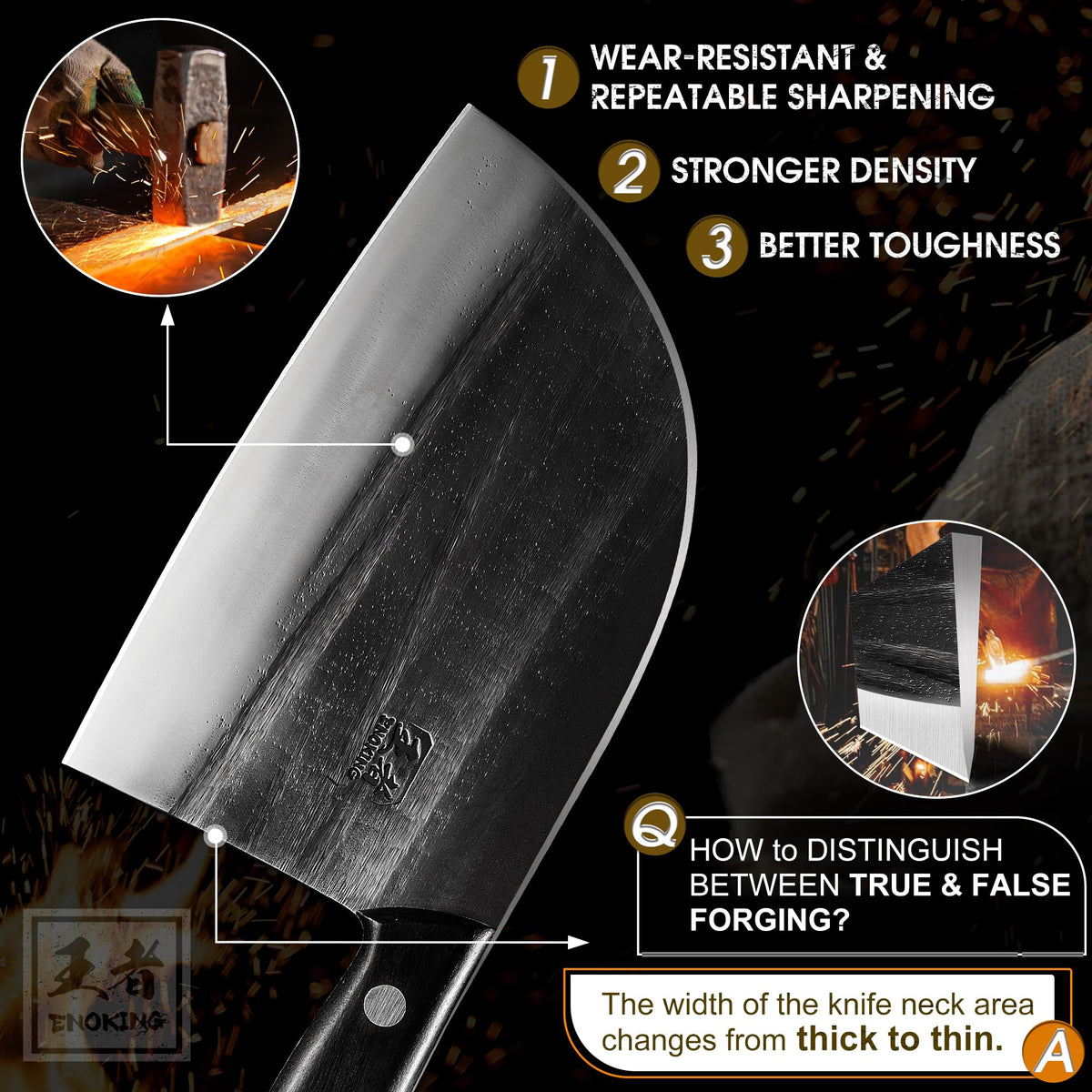 ENOKING Serbian Chef Knife with leather sheath ready for portable outdoor use