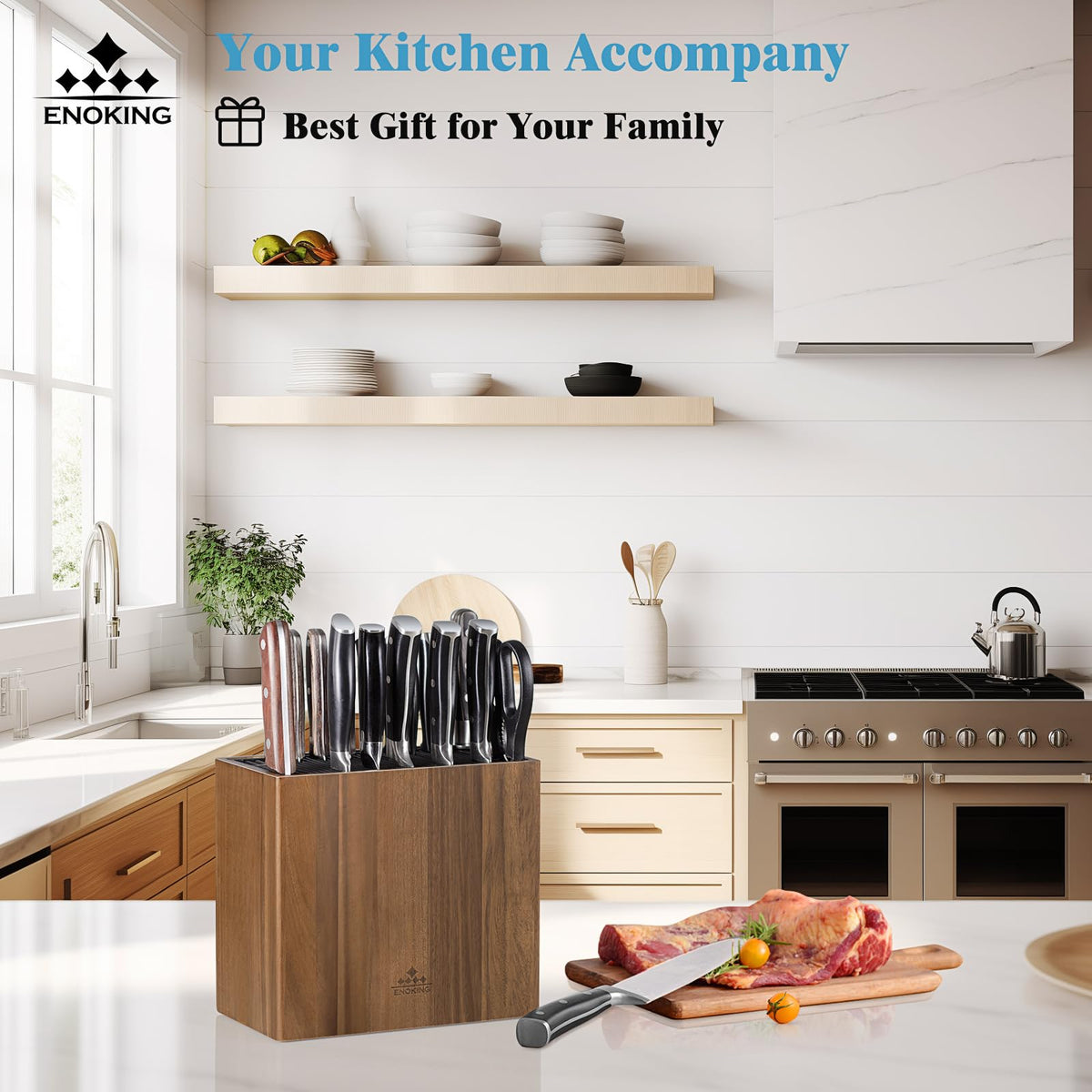 ENOKING XXL knife block on counter ready for immediate access and organization.