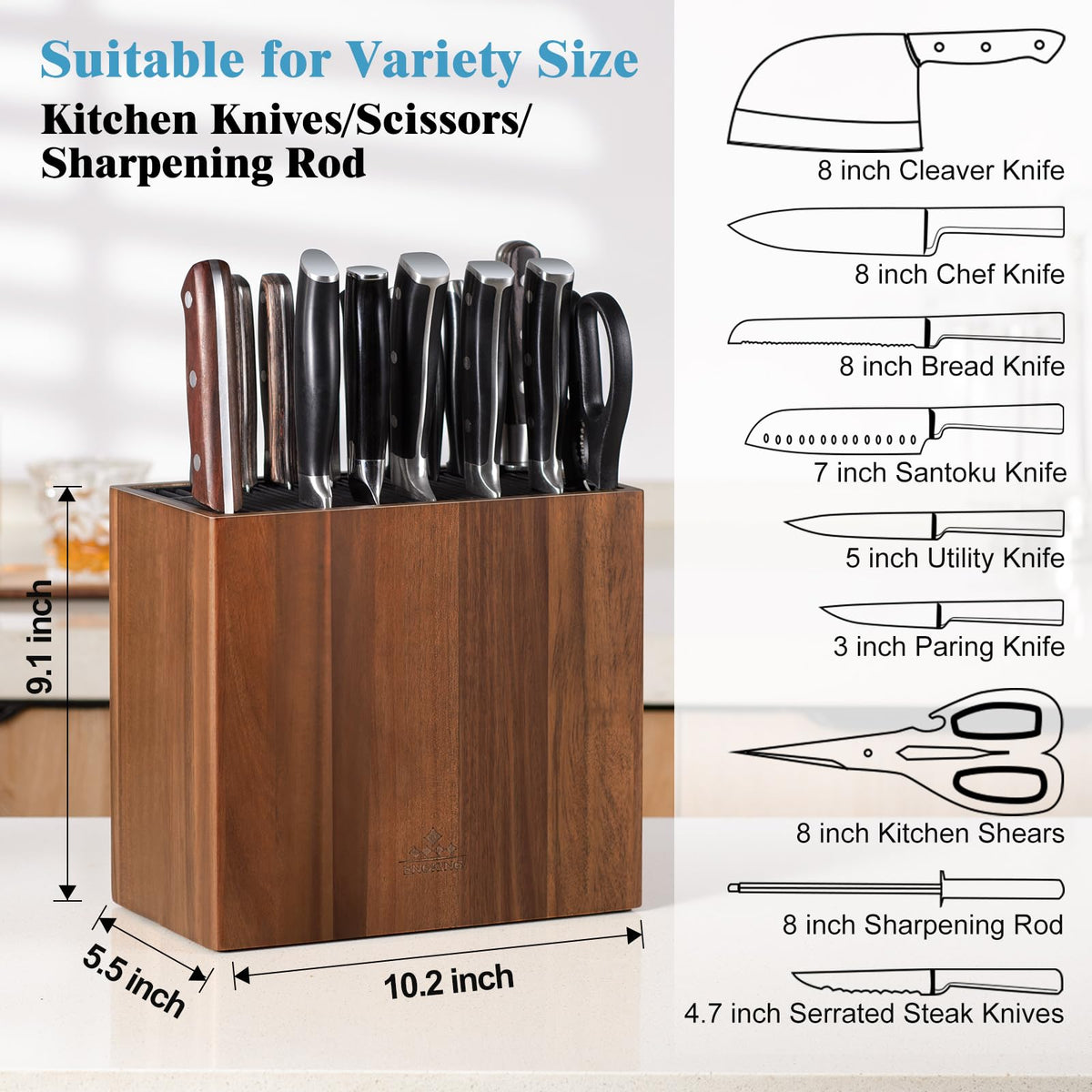 ENOKING XXL natural acacia wood finish highlighting durability and kitchen aesthetics.